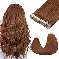 Goo Goo Tape In Hair Extensions Human Hair 33A Auburn14Inch 100G 40Pcs Thick Ends Straight Seamless Tape In Invisible Tape I