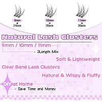 Natural Lash Extension Kit Wispy Eyelash Extension Kit 96Pcs 911Mm Lash Clusters Kit Clear Band Eyelash Clusters Diy Individual