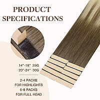 Goo Goo Tape In Hair Extensions Human Hair 960 Balayage Ash Brown To Platinum Blonde22Inch 30G 10Pcs Thick Ends Straight Sea