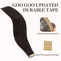 Goo Goo Tape In Hair Extensions Human Hair 2A Light Brown 18Inch 25G 10Pcs Thick Ends Straight Seamless Tape In Invisible Ta