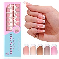 Yilamo French Gel Nail Tips 5 Colors 300Pcs French Tip Press On Nails Long No Need To File Tips Prelasting Fake Nails For Na