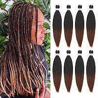 Dorsanee Braiding Hair Pre Stretched 18 Inch 8 Packs Ombre Brown Braiding Hair Extensions For Crochet Box Braids Twists Locs Hai