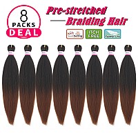 Dorsanee Braiding Hair Pre Stretched 18 Inch 8 Packs Ombre Brown Braiding Hair Extensions For Crochet Box Braids Twists Locs Hai