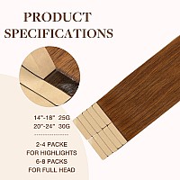 Goo Goo Tape In Hair Extensions Human Hair 350 Copper 16Inch 25G 10Pcs Thick Ends Straight Seamless Tape In Invisible Tape I