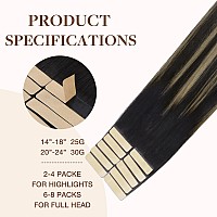 Goo Goo Tape In Hair Extensions Human Hair 1B161B Natural Black To Light Blonde16Inch 25G 10Pcs Thick Ends Straight Seamles