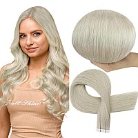 Full Shine Blonde Human Hair Extensions Tape In Color 1000 Ice Blonde Tape In Hair Extensions Human Hair 16 Inch Unprocessed Tap