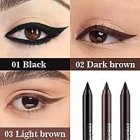 Evpct 3Pcs Black Dark Brown Brown Gel Glitter Matte Metallic Eyeliner Pencils Set For Women Waterproof Smudge Proof Lapiz De