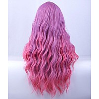 Beron Light Purple And Pink Wigs Long Wavy Wig For Women Natural Curly Light Colored Heat Resistant Synthetic Hair Wigs For Cosp