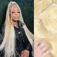 Alididi 30Inch 613 Lace Front Wig Human Hair 613 360 Lace Front Wigs Human Hair 200 Density Blonde Wig Human Hair Full Straight