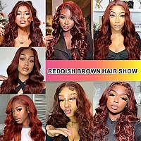 Aaliweya Reddish Brown Lace Front Wigs Human Hair 30Inch Aubrun 13X4 Body Wave Hd Lace Frontal Wigs For Women 180 Density 33 C