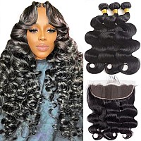 Body Wave Human Hair Bundles With Frontal 18 20 2216 Frontal 12A Human Hair Bundles With Closure 13X4 Lace Frontal With Body