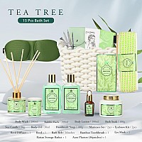 Spa Gift Set For Women 15Pcs Spa Basket Set Tea Tree Scented Includes Body Wash Bubble Bath Bath Soak Manicure Set Gifts