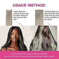 Lashey 4Pcs 46G Clip In Hair Extensions Grey Seamless Clip In Hair Extensions Human Hair With Invisi Edge 18 Inch Straight Human