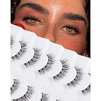 Jiocolor Natural Lashes Wispy Lashes Natural Look False Eyelashes Natural Eyelashes False Eye Lashes Soft Fluffy Lashes 7 Pairs