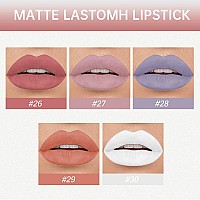 Evpct 5Pcs Dusty Antique Rose Mauve Nude Pink Grey Gray White Matte Liquid Lipstick Lip Stain Sets For Women Mattelipstick Long