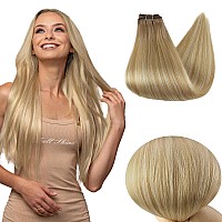 Full Shine Sew In Extensions Silky Hair 14 Inch Straight Hair Weft Extensions For Women Sew In Hair Extensions Blonde Human Hair