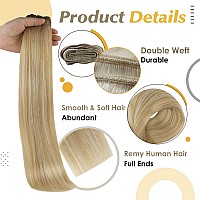 Full Shine Sew In Extensions Silky Hair 14 Inch Straight Hair Weft Extensions For Women Sew In Hair Extensions Blonde Human Hair