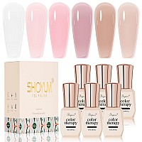 Shoyum Jelly Gel Nail Polish Set 6 Colors Neutral Sheer Milky White Nude Pink Gel Polish Kit Translucent Soak Off Uv Nail Gel Di