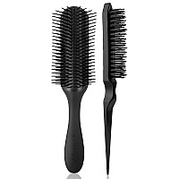 2 Pcs Hair Brush For Women Men Classic Styling Brushes Curly Wet Or Dry Hair 9 Row With Edge Comb For Natural Thick Hair Blow S