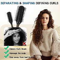 2 Pcs Hair Brush For Women Men Classic Styling Brushes Curly Wet Or Dry Hair 9 Row With Edge Comb For Natural Thick Hair Blow S