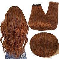 Full Shine Sew In Hair Extensions Real Human Hair Copper 550 Weft Hair Extensions Real Remy Hair Extensions 18 Inch Sew In Weft