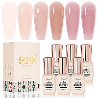 Shoyum Jelly Nude Gel Nail Polish Set 6 Colors Neutral Sheer Light Pink Purple Gel Polish Kit Translucent Soak Off Uv Nail Gel D