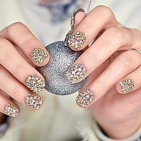 Elevenail 24Pcs Full Cover 3D Rhinestones Press On Nails Square Short Nails Women Girls Gifts Salon Manicure Shiny Crystal Nail