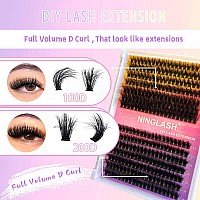 Ninglash Fluffy Lash Clusters 100D 200D Diy Lash Extension Volume 280 Pcs Cluster Lashes Extension Individual Eyelashes Thick E