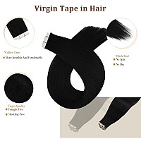 Full Shine Unprocessed Virgin Tape In Hair Extensions Black Hair Extensions Human Hair 22 Inch Machine Remy Tape In Extensions I