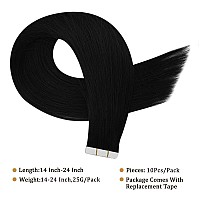 Full Shine Unprocessed Virgin Tape In Hair Extensions Black Hair Extensions Human Hair 22 Inch Machine Remy Tape In Extensions I