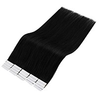 Full Shine Unprocessed Virgin Tape In Hair Extensions Black Hair Extensions Human Hair 22 Inch Machine Remy Tape In Extensions I