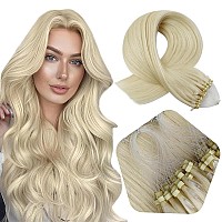 Full Shine Blonde Microlink Human Hair Extensions Color 1000 Ice Blonde Microbead Hair Extensions Real Human Hair 16 Inch Natura