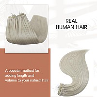 Full Shine Blonde Microlink Human Hair Extensions Color 1000 Ice Blonde Microbead Hair Extensions Real Human Hair 16 Inch Natura