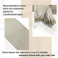 Full Shine Blonde Microlink Human Hair Extensions Color 1000 Ice Blonde Microbead Hair Extensions Real Human Hair 16 Inch Natura