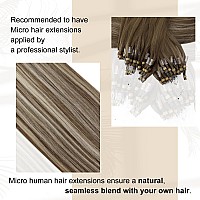 Full Shine Remy Micro Hair Extensions Human Hair Color 6606 Brown And Blonde Microbeads Human Hair Extensions 14Inch Prebonded