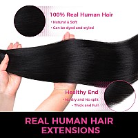 Lashey Tape In Hair Extensions Human Hair 14 Inch Light Yaki Straight Tape In Extensions 20Pcs 50G Natural Black Invisible Doubl