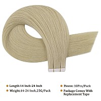 Full Shine Blonde Invisible Tape In Hair Extensions Human Hair 14Inch Virgin Hair Extensions Human Hair Color 60 Platinum Blonde