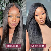 Beauty Forever 13X4 Preeverything Glueless Frontal Yaki Straight Lace Front Human Hair Wigbye Bye Knots Pre Bleached Ear To Ea