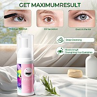 Buqikma Lash Cleaning Kit 60Ml Gentle Lash Shampoo Green Handheld Lash Fan Mascara Brush Rinse Bottle Rich Foam Eyelash Extens