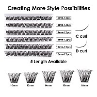 Self Adhesive Eyelashes Kit 72Pcs Lash Clusters D Curl 1016Mm Press On Lashes Self Stick Cluster Lashes No Glue Needed False Ey