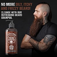 Viking Revolution Sandalwood Beard Wash For Men With Argan Oil Beard Softener And Strengthener Beard Shampoo With Ginseng Red