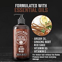 Viking Revolution Sandalwood Beard Wash For Men With Argan Oil Beard Softener And Strengthener Beard Shampoo With Ginseng Red