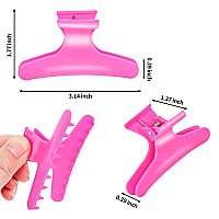 Ondder Hair Clip Hot Pink Butterfly Pro Hair Claws Clamps Clips For Cutting Styling Sectioning Coloring Hair 12 Pack Hair