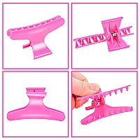 Ondder Hair Clip Hot Pink Butterfly Pro Hair Claws Clamps Clips For Cutting Styling Sectioning Coloring Hair 12 Pack Hair