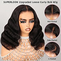 Superlook 6X5 Bob Wig Human Hair Wear And Go Glueless Wigs Human Hair 210 Density Loose Curly Bob Wig Lace Front Wig Human Hair