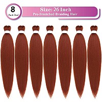 Dark Ginger Braiding Hair Pre Stretched 26 Inches Copper Ez Braiding Hair Yaki Texture 8 Packslot Braid Hot Water Setting Profe