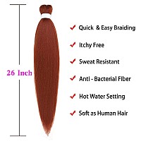 Dark Ginger Braiding Hair Pre Stretched 26 Inches Copper Ez Braiding Hair Yaki Texture 8 Packslot Braid Hot Water Setting Profe