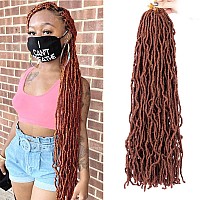 Soft Locs Crochet Hair 24 Inch 8 Packs Copper Red Faux Locs Crochet Hair Butterfly Locs Pre Looped Braids Synthetic Crochet Hair