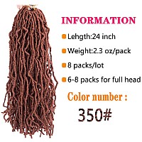 Soft Locs Crochet Hair 24 Inch 8 Packs Copper Red Faux Locs Crochet Hair Butterfly Locs Pre Looped Braids Synthetic Crochet Hair