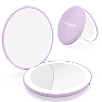 Wobsion Travel Makeup Mirror With Light 1X10X Compact Magnifying Mirrorhandheld 2Sided Pocket Mirrorled Small Mirror For Pu